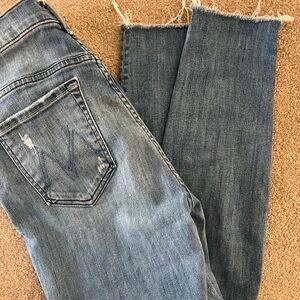 MOTHER The Stunner Graffiti Girl Ankle Fray Jeans
